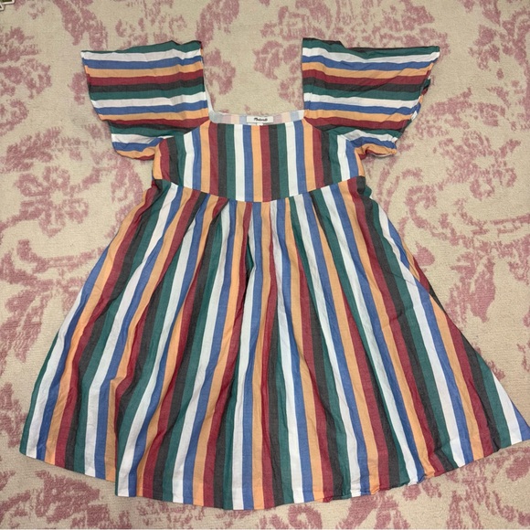 Madewell Dresses & Skirts - Madewell Multicolor Festival Stripe Square-Neck Mini Dress Women’s S